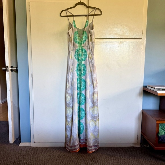 NWT ARYN K 100% Silk Deep V Printed Maxi Dress Size XS - Picture 11 of 16